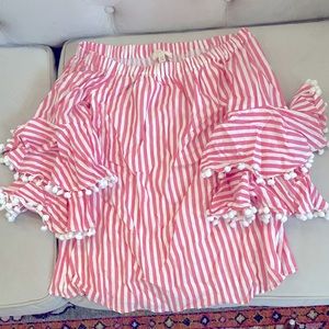 Off the shoulder Pom Pom blouse